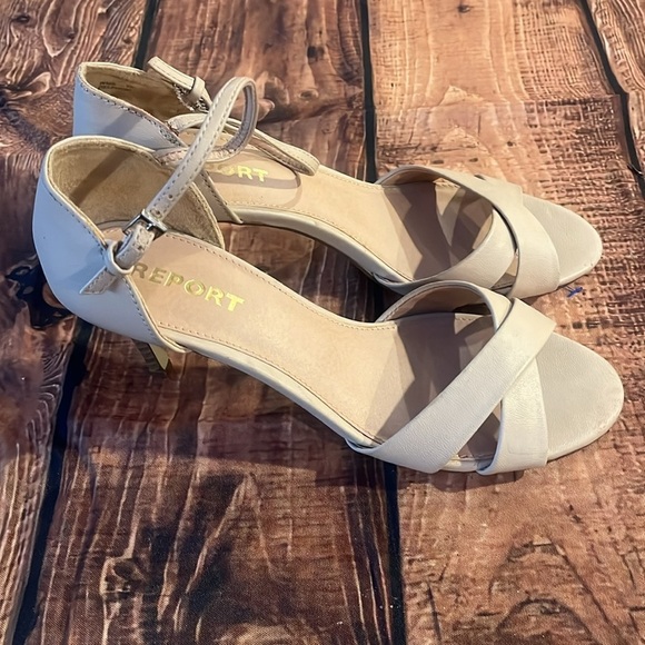 Report, beige cream, light tan, heeled, sandals open toe size 10 - Picture 4 of 10